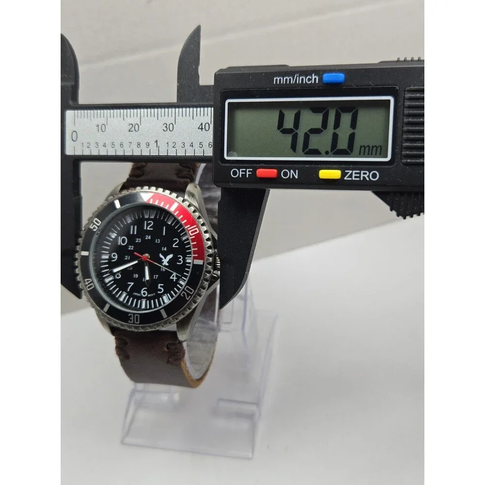 American Eagle Outfitters Mens Coke Bezel Brown Leather Quartz Watch New Battery
